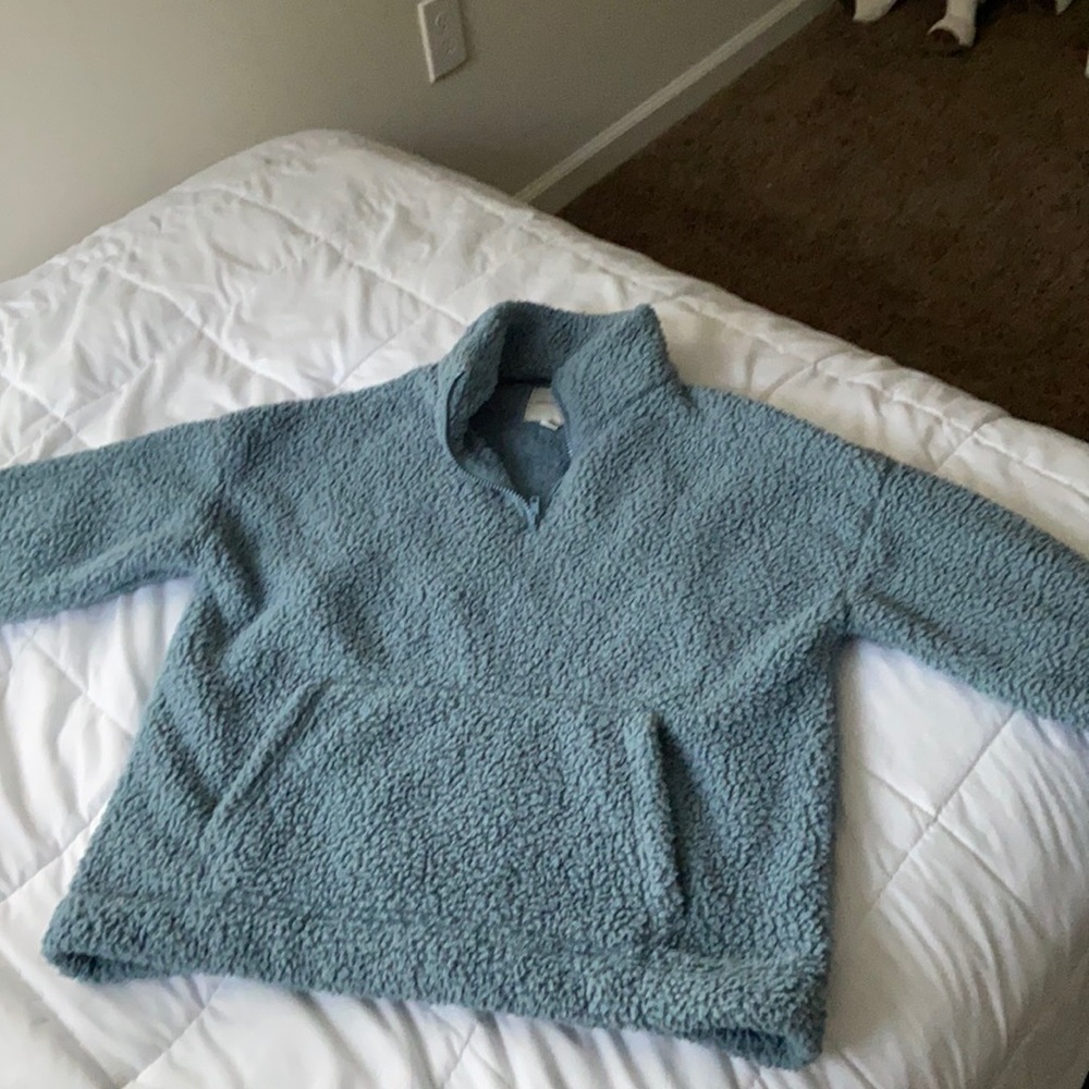 American Eagle blue teddy bear fleecy 1/4 zip